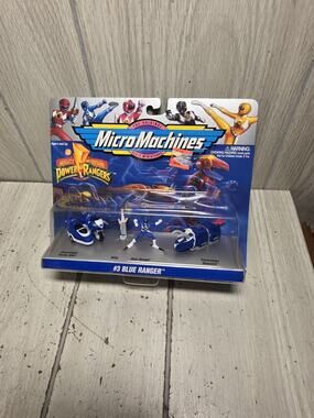 Vtg Micro Machines Power Rangers Blue Ranger Billy Triceratops Dinozord Galoob
